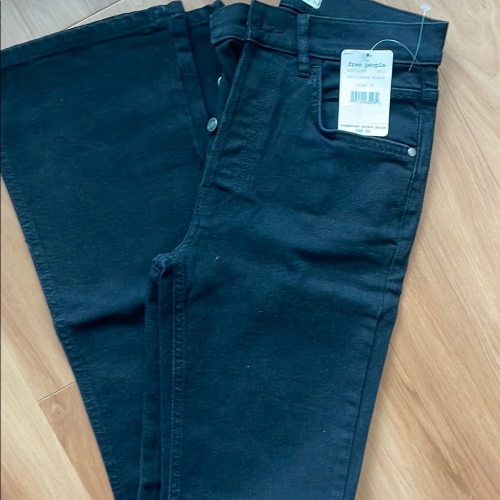 Free People Black Slim Jeans Solid Denim